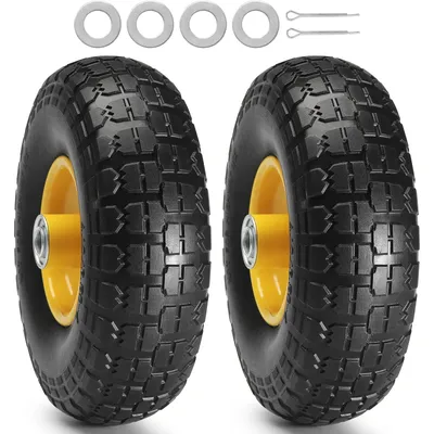 SucceBuy 2er-Pack Solid PU Run-Flat Tire Wheel 10" Flat Free Tubeless Tires und Wheels für Dollies Garden Trailers Verschiedene Carts