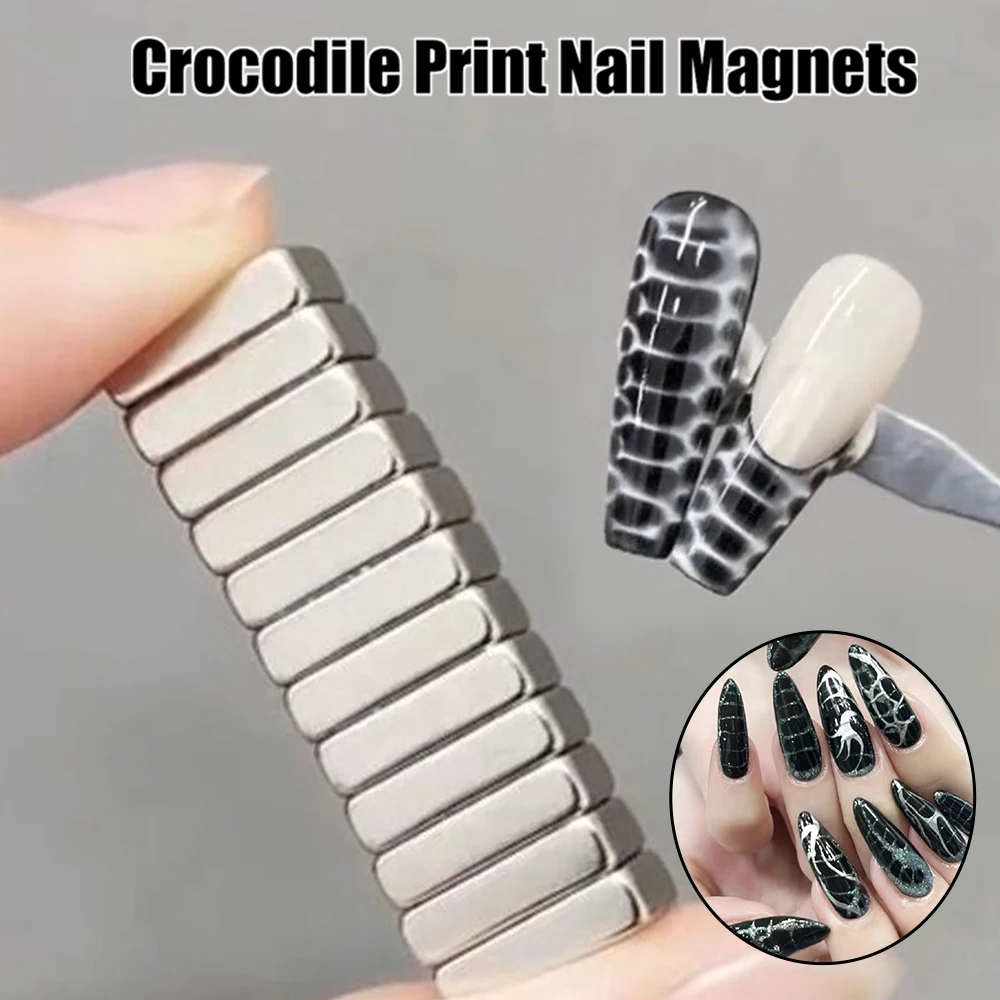 12Pcs Nagel Cat Eye Starke Wirkung Magnet Nagel Krokodil Textur Magnetische Stick UV Gel Polnisch Cat Eye Gradienten Stange maniküre Bar