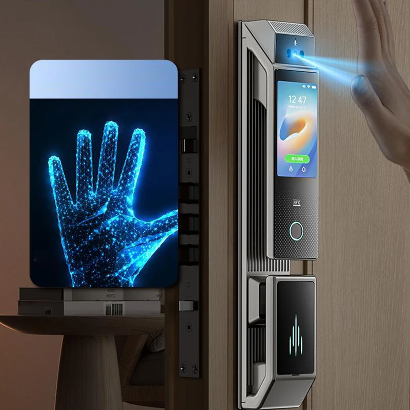 Q6 3D Gesichtserkennung Smart Türschloss Fingerabdruck WIFI APP Fernbedienung Home Security Tor Elektronisches Schloss Image