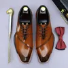 Marke Original Herren Oxford Kleid Schuhe Aus Echtem Leder Braun Lace-up Business Hochzeit Formale Schuhe Plus Größe 38-46