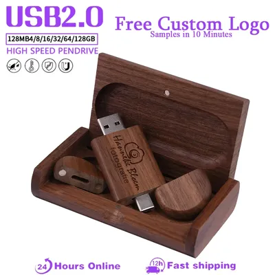 Typ-C 2-in-1 kundenspezifischer USB-Flash-Laufwerk aus Holz und Bambus, Stifttreiber, Holzspäne, Image