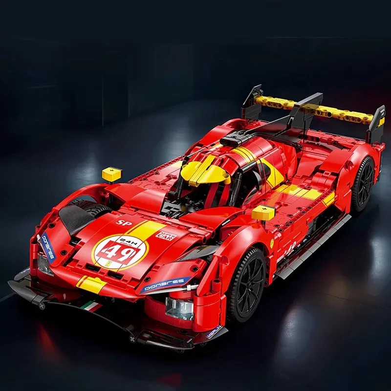Ensemble de modèles de voiture de sport à flamme flamboyante technique, kits de voitures de course modèle 1518 pièces blocs de construction amateurs de voitures et ventilateurs de voitures musculaires
