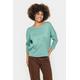 Rundhalspullover SAINT TROPEZ "A2561, MilaSZ R-Neck", Damen, Gr. L (40), blau (blau surf melange), Feinstrick, Obermaterial: 80% Viskose, 20% Polyacryl, meliert, modisch, normal, Rundhals, 3/4-Ärmel, Pullover