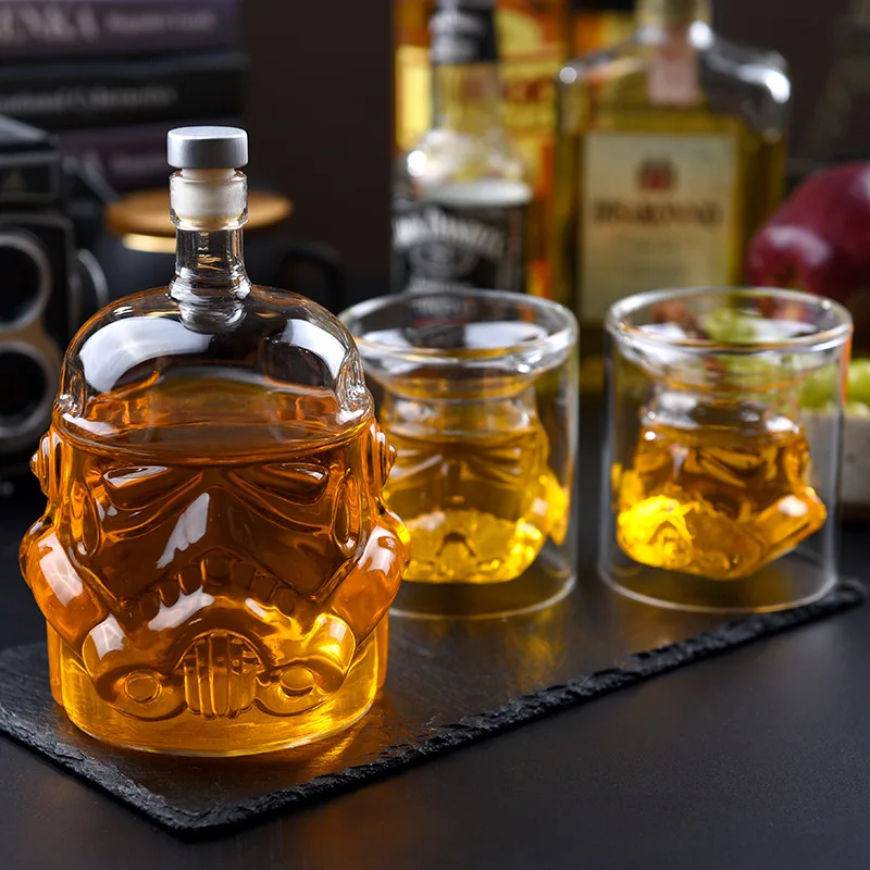 Wein Glas Set Storm Trooper Helm Whisky Dekanter Whisky Glas Tasse Wein Gläser Zubehör Kreative Männer Geschenk Bar Party Heißer