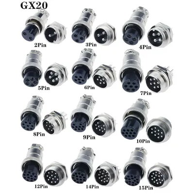 GX20 Kabelstecker GX20-2/3/4/5/6/7/8/10/12/14 Pin Luftfahrt-Steckdose Kabelanschlussklemme fest und stoß mobil Image