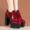 14 cm Kleine Größe 33-43 Sexy Dicken Boden Chunky Plattform Pumpen Frauen Schuhe Tief Mund 2025 Frühling block High Heels Schuhe Modell