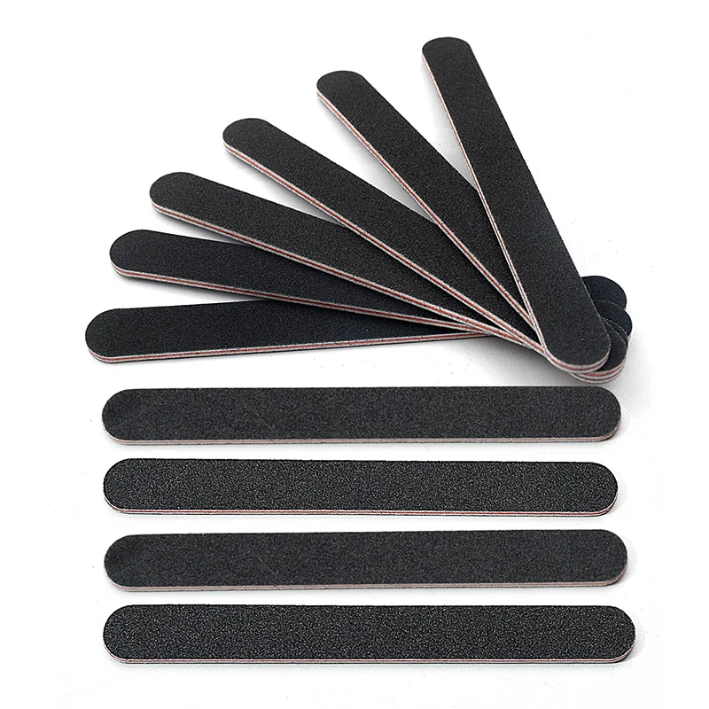 5 stücke/10 stücke Nailfile Professionelle Nagel Puffer Schwarz Schleifpapier Starke Gerade Kalk Winkel 100/180 Polieren Schleif Dateien werkzeuge Image