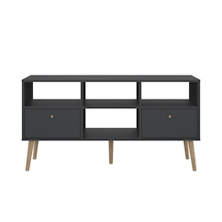 Ebuy24 Bodo TV Tisch 2 Schubladen, 4 Ablagen matte grau. Image