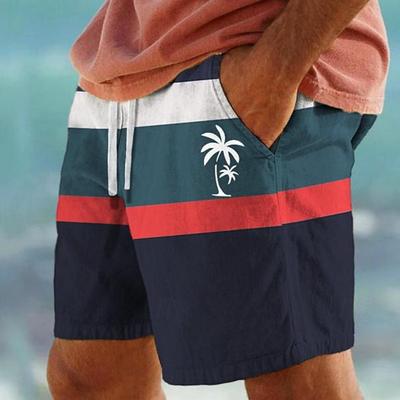 Men's Swim Trunks Swim Shorts Board Shorts Bathing Suit Drawstring with Pockets Swimming Surfing Beach Water Sports Stripes Summer Spring