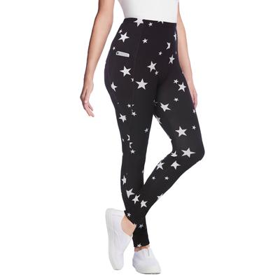 Plus Size Women's Printed Pocket Legging by Woman Within in Black White Stars (Size 2X)
