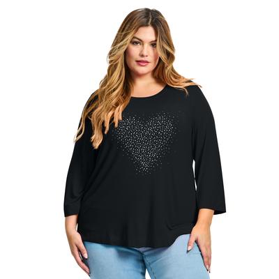 Plus Size Women's Love Heart Top by Avenue in Black (Size 18)