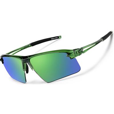 Zenni Round Sunglasses Green With Green Mirror Plastic Frame