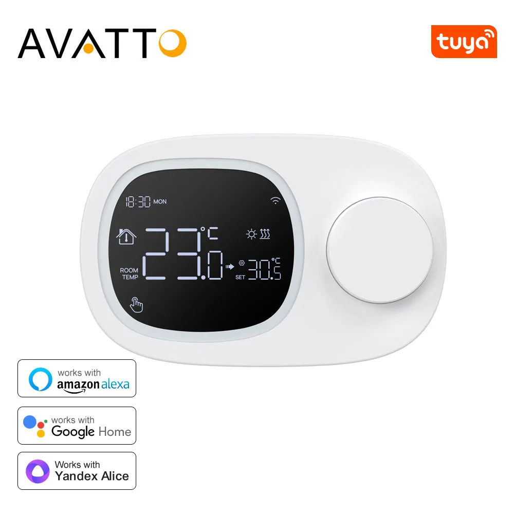 AVATTO Tuya WiFi Smart Heating/Cooling Thermostat, Battery-powered Water Gas Boiler Temperature Controller For Alexa Google Home