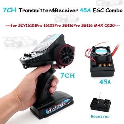 RC 7CH 2,4 GHz Sender & Empfänger 45A ESC Combo Set 3S Lipo Batterie für RC Auto SCY16101Pro 16103Pro SG116Pro SG116 MAX Q130