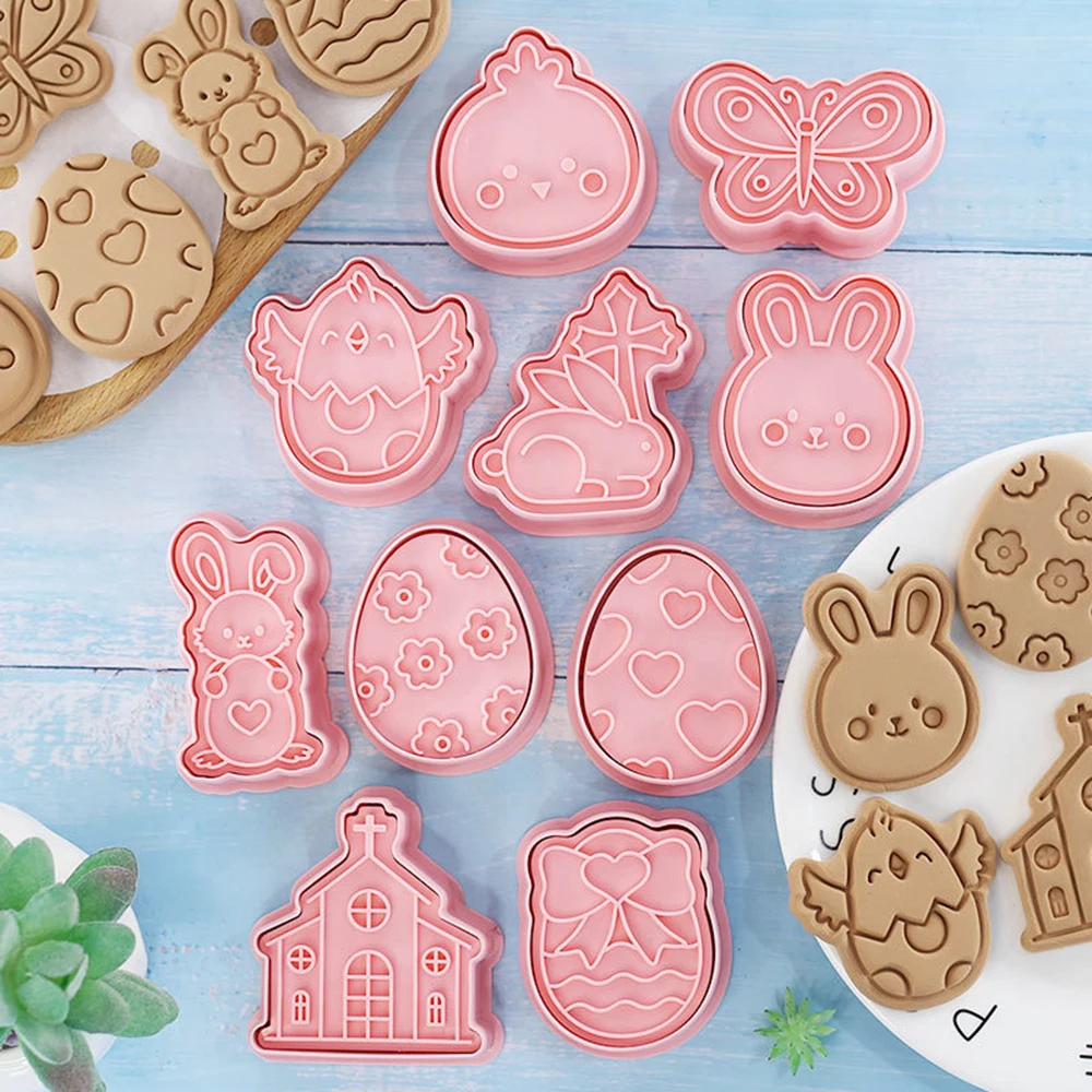 8/10 stücke Ostern Cookie Cutter Keks Form Kunststoff Cookie Formen Ostern Dekorationen Cookie Dekorieren Werkzeug Cookie Form Party geschenk Image