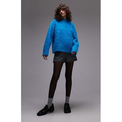 Knitted Fluffy Relaxed Jumper - Blue - TOPSHOP Knitwear