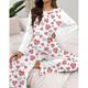Per donna Set pigiama Informale Comoda Conforto Con cuori maglietta Pantalone Interni San Valentino Giornaliero Manica lunga Girocollo Bianco Primavera Autunno Inverno