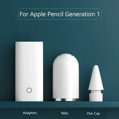 3 in 1 Magnetic Replacement Pencil Cap+Nib+Charging Adapter for Apple Pencil 1st Generation,Stylus