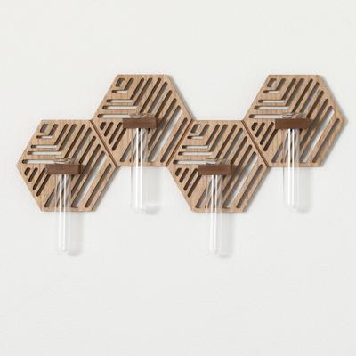 Sullivans 15.75" Hexagon Test Tube Planter Wall Decor, Brown