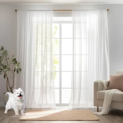 132CM Voile Curtain Drop Net Curtains Light Filtering Window Screen Sheer Drapes Shades Sheer Curtains for Bedroom Living Room