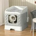 Grande lettiera per gatti, contenitore per WC, armadietto nascosto per animali domestici, vassoio per lettiera per gatti, vasino con cuscino superiore, tappetino per lettiera e paletta per lettiera