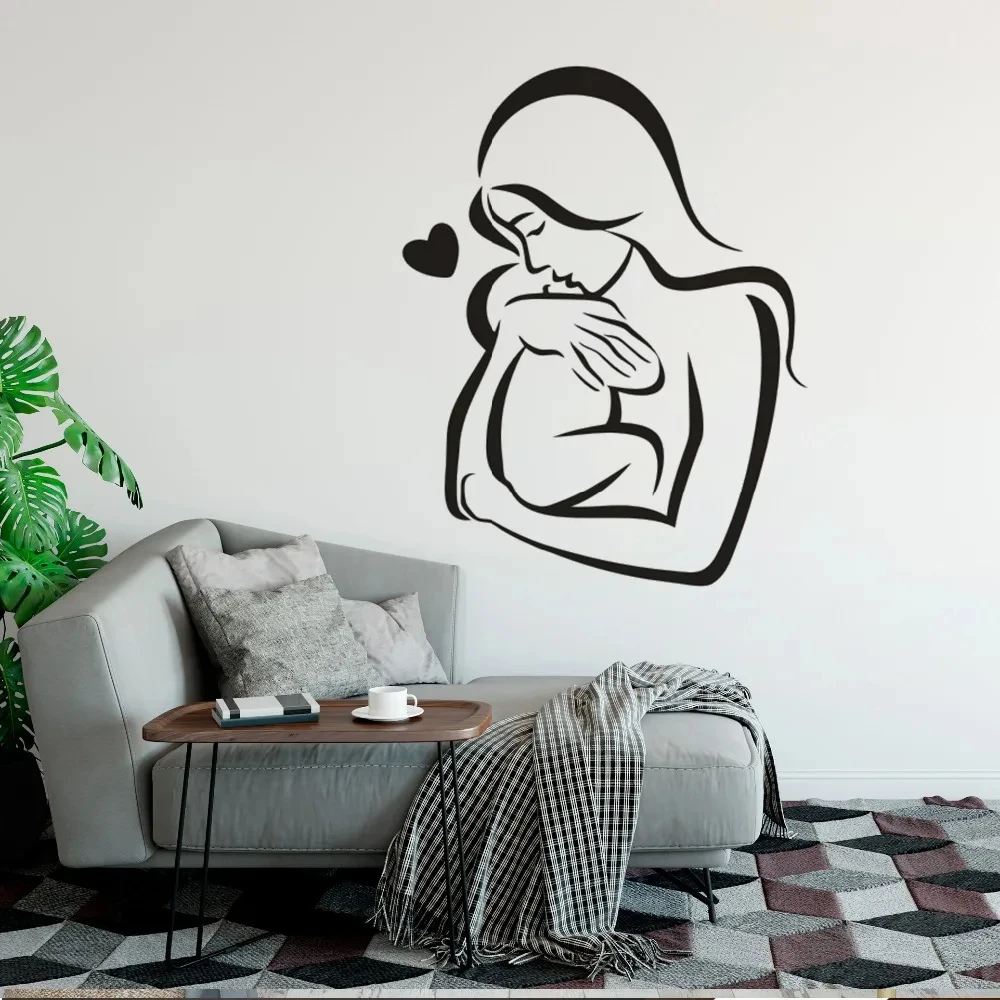 Baby und Mutter Wand kunst Aufkleber Kinderzimmer Kinderzimmer Dekor Familie Liebe Aufkleber Mutter Umarmungen mit Wandbildern Geschenk Image