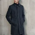 Nuova giacca a vento medio-lunga in tinta unita da uomo alla moda in stile coreano per la primavera e l'autunno, cappotto da pendolarismo semplice all'aperto S-XXL