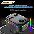 Trasmettitore FM per auto Bluetooth 5.0 Tipo-C Lettore ambientale doppio USB Caricatore per auto MP3 Tipo-C Luce wireless Telefono Vivavoce Autoradio