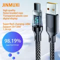JINMUXI 6A 120W USBA a Tipo C Cavo di ricarica super veloce Cavo dati in nylon per Xiaomi POCO Samsung con cavo display digitale a LED