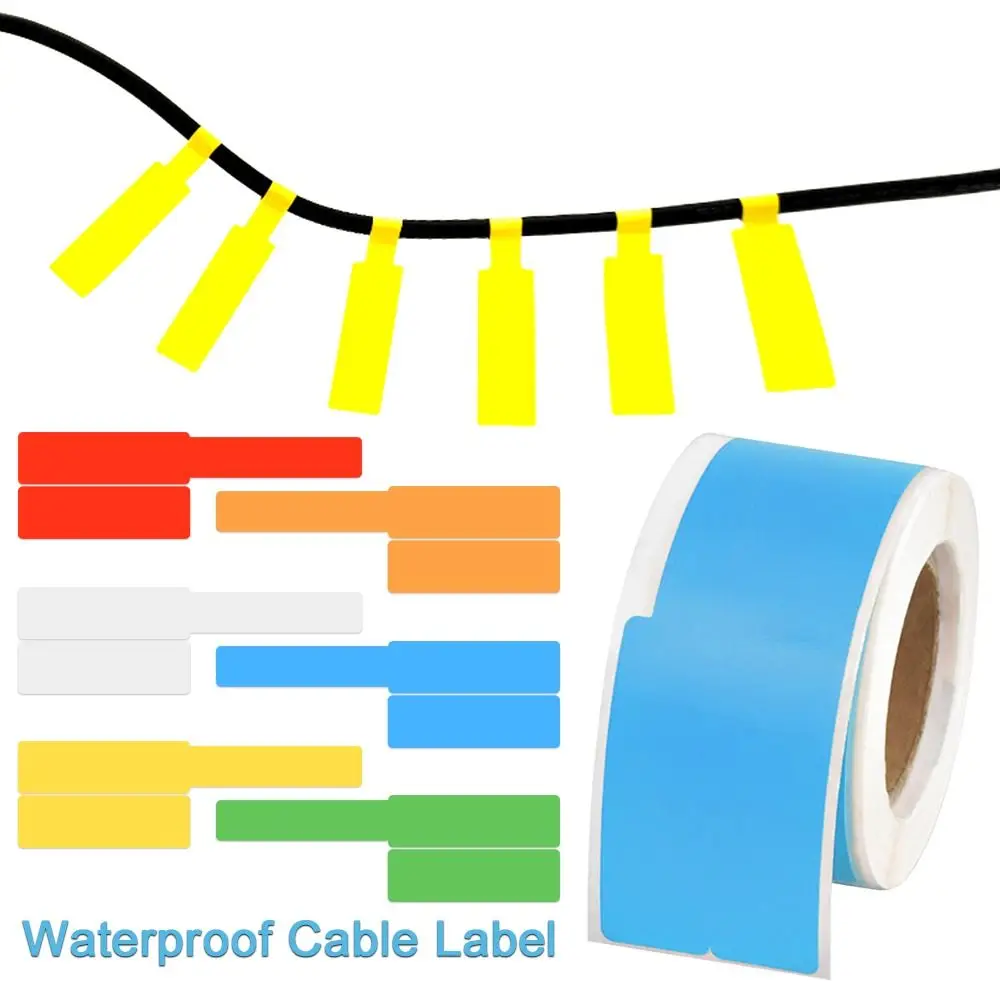 100 Stück 25 x 38 + 40 mm Kabeletiketten, Drahtmarkierung, Netzwerk, wasserdicht, Laserdrucker, Aufkleber, Organizer, A4, selbstklebende Etiketten, Kabeletiketten Image
