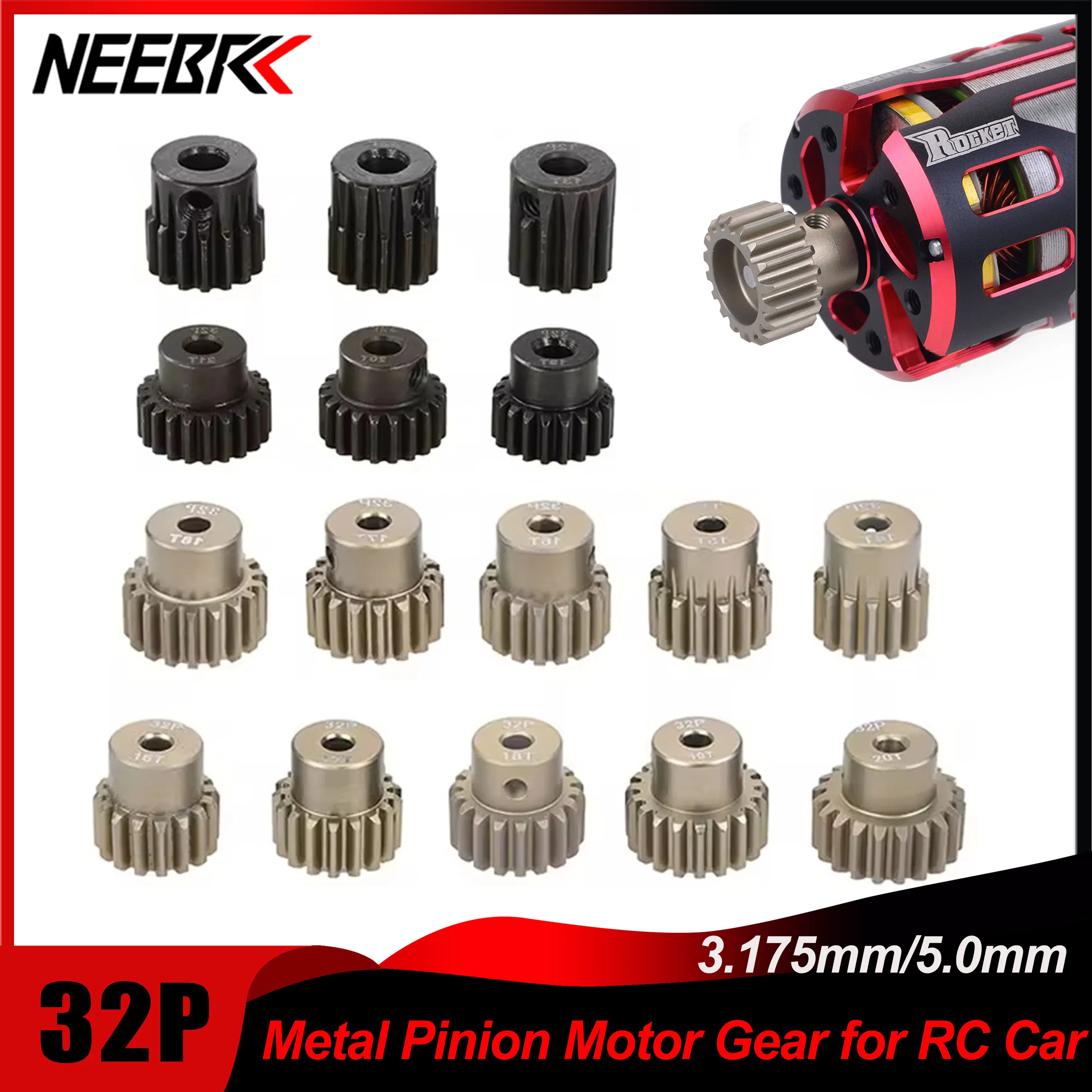 Surpass Hobby 32P Metallritzel Motor Getriebe M0,8 32DP 5mm/3,175mm Welle für 1/8 1/10 1/12 1/14 RC Auto Wltoys Traxxas Tamiya HSP