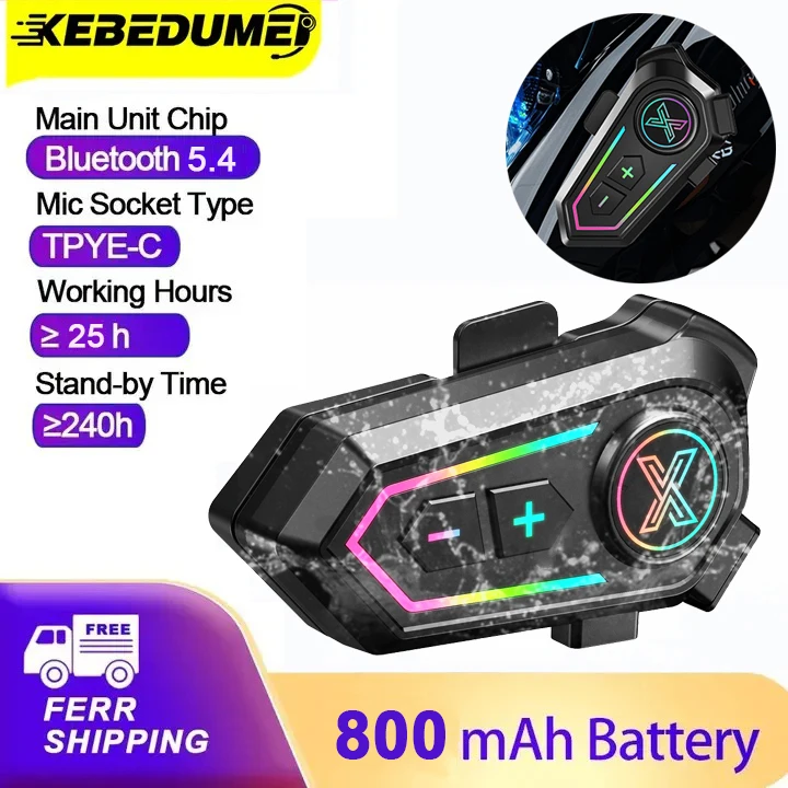 X10 Motorrad Bluetooth Helm Headset BT5.4 Drahtlose Freisprecheinrichtung Anruf Musik Player Kopfhörer Noise Reduction Moto Kopfhörer Image