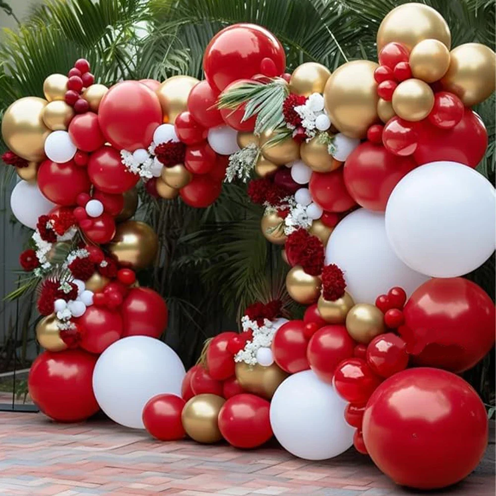 80 Stück rotes und goldenes weißes Ballon-Girlanden-Bogen-Set für Valentinstag, Hochzeit, Geburtstag, Verlobungen, Jahrestag, Party-Dekoration Image