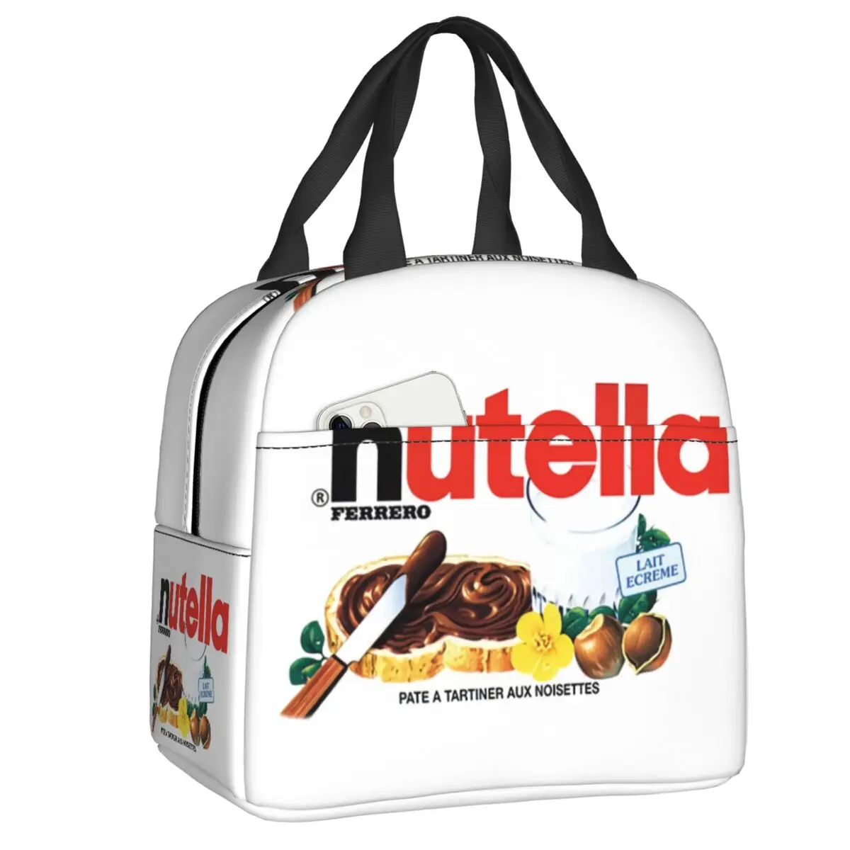 Benutzerdefinierte Italien Nutellas thermisch isolierte Lunchtasche für Damen, tragbarer Lunchbehälter für Picknick-Aufbewahrung im Freien, Lebensmittelbox Image