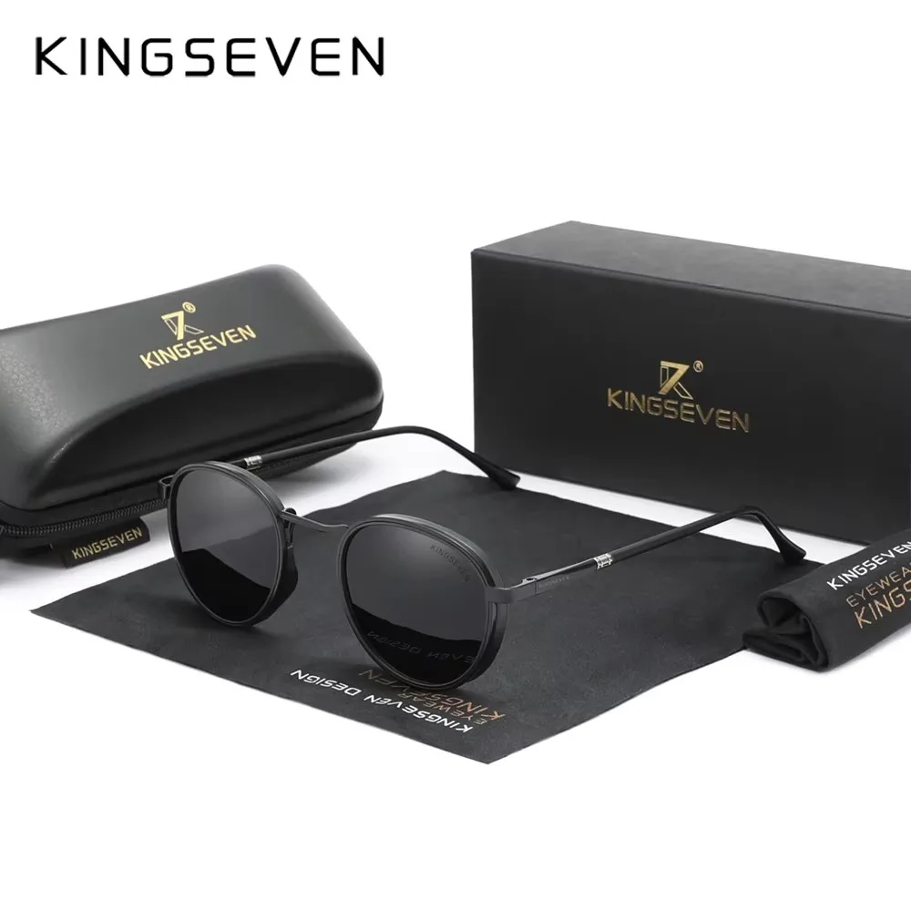 KINGSEVEN Trend Runde Sonnenbrille Für Männer Polarisierte UV400 Luxus Vintage Frauen Gläser Anti-Glare Spiegel Objektiv Image