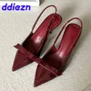 Große Größe 43, modische Schmetterlingsknoten-Damen-Absätze, Sandalen, Schuhe, weiblich, spitze Zehen, Damen-High-Heels-Sandalen, Pumps, Schuhe, Pantoletten