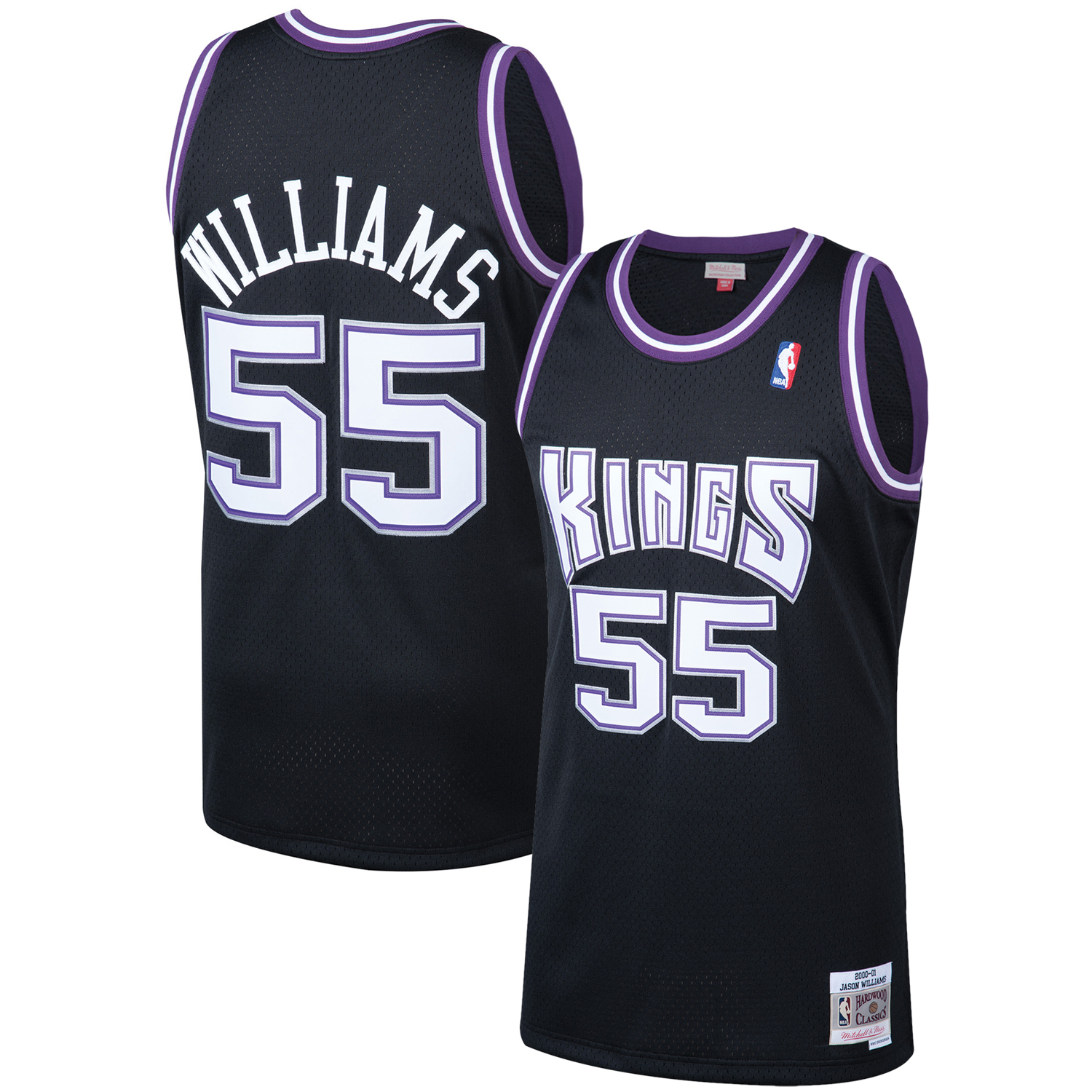 Schwarzes Sacramento Kings-Swingman-Trikot von Mitchell & Ness und Jason Williams für Herren, Hardwood Classics 2000/01 Image