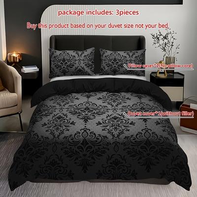 TEMU 3pcs Pattern Bedding Set - Includes 1 Duvet Cover & 2 Pillowcases, , Washable - Image