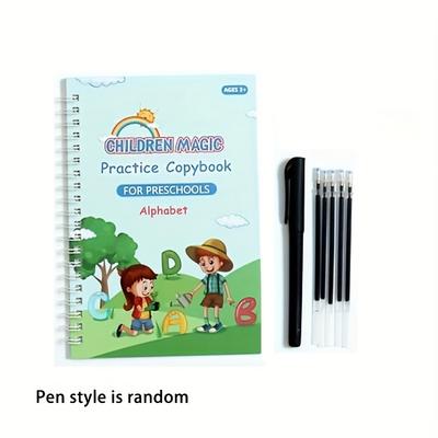 TEMU 1pc - Educational Book Set - Writing Notebooks With Pen, 5 Refills & Stand - Workbook For Young Image