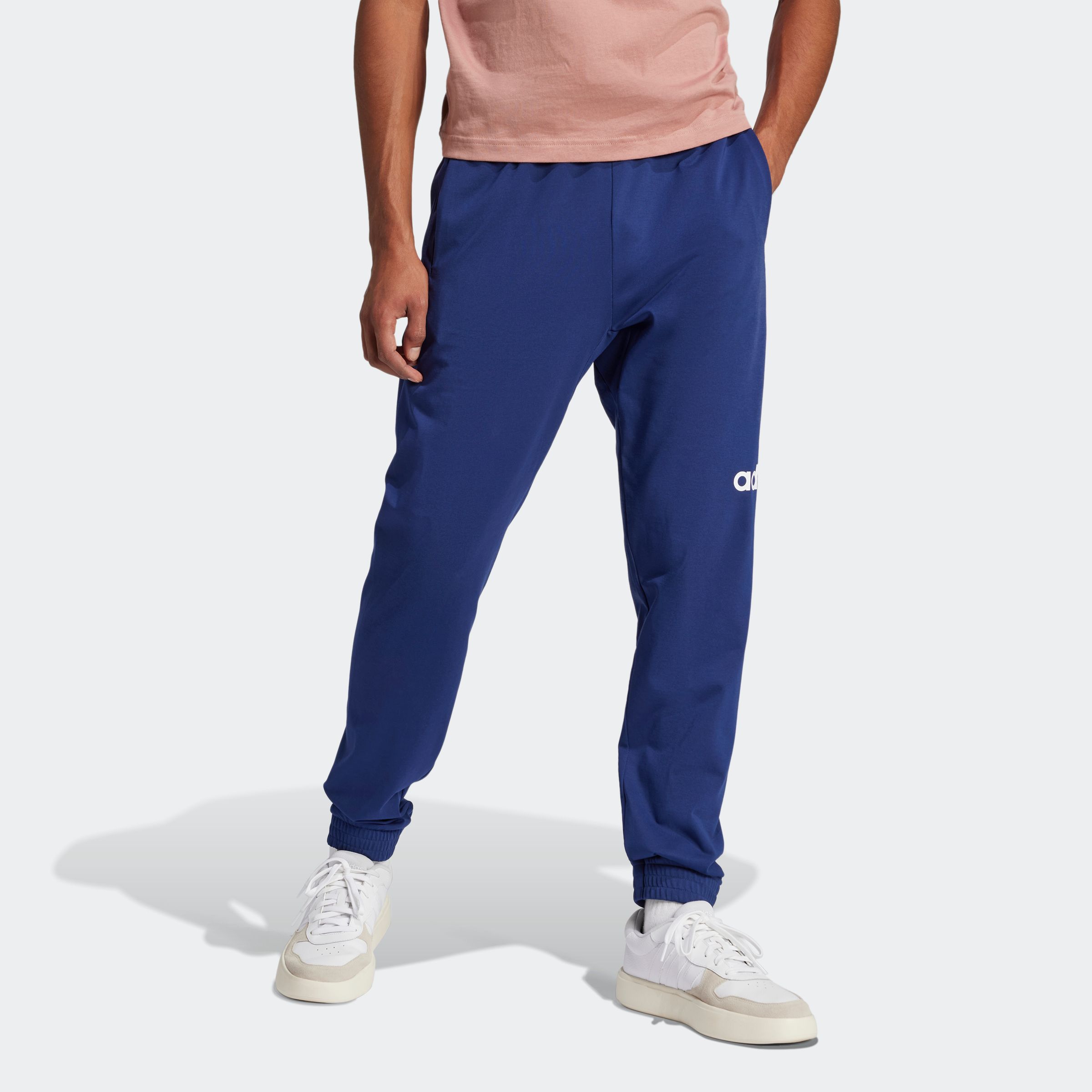 Sporthose ADIDAS SPORTSWEAR "M LIN SJ TE PT", Herren, Gr. XL, N-Gr, blau (dunkelblau, weiß), Obermaterial: 74% Baumwolle, 26% Polyester, Hosen Sporthose