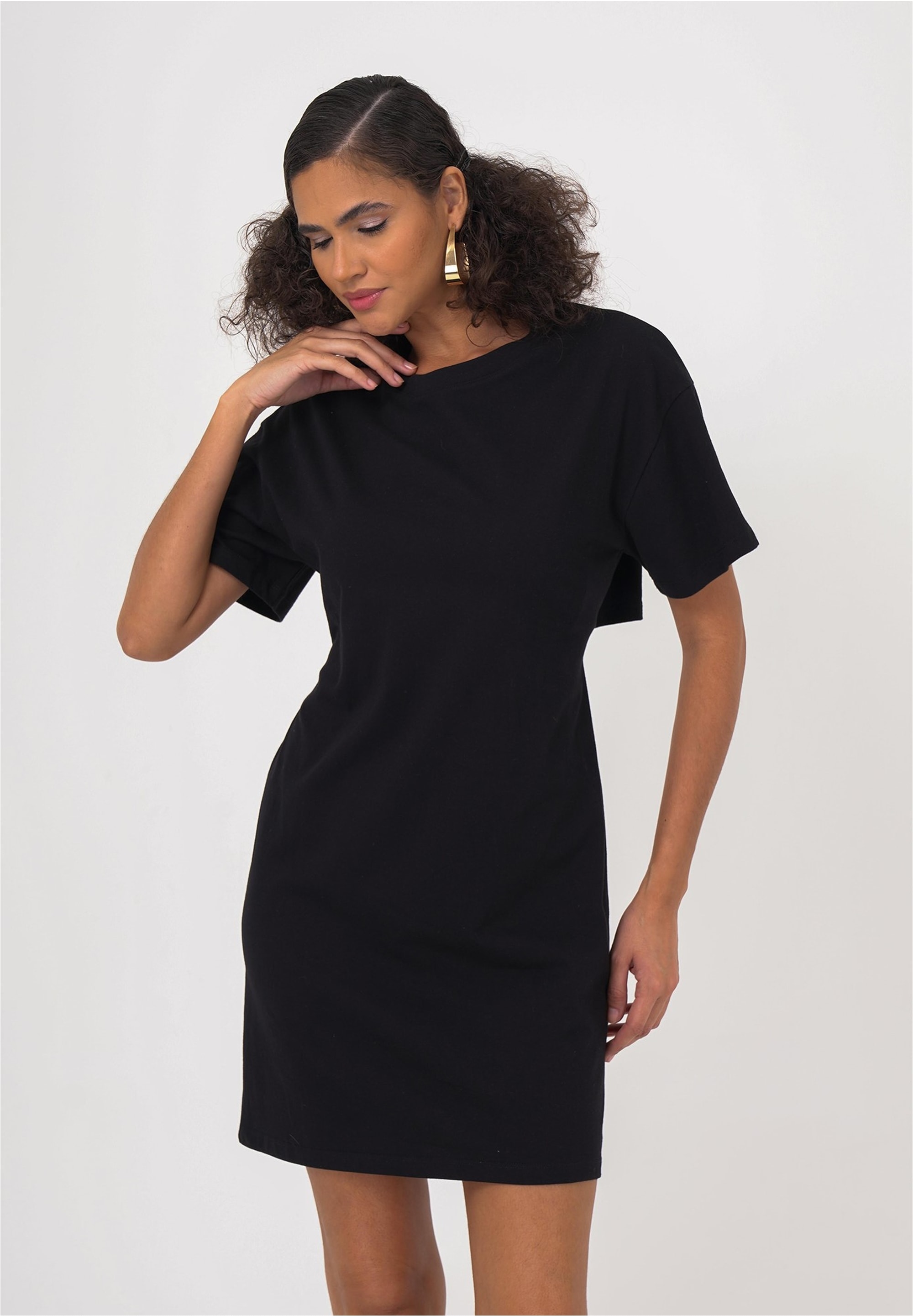 Jerseykleid FRESHLIONS "Mariana", Damen, Gr. M, EURO-Größen, schwarz, 100% Baumwolle, unifarben, kurz, Rundhals, Kleider Jerseykleid, in klassischem Design