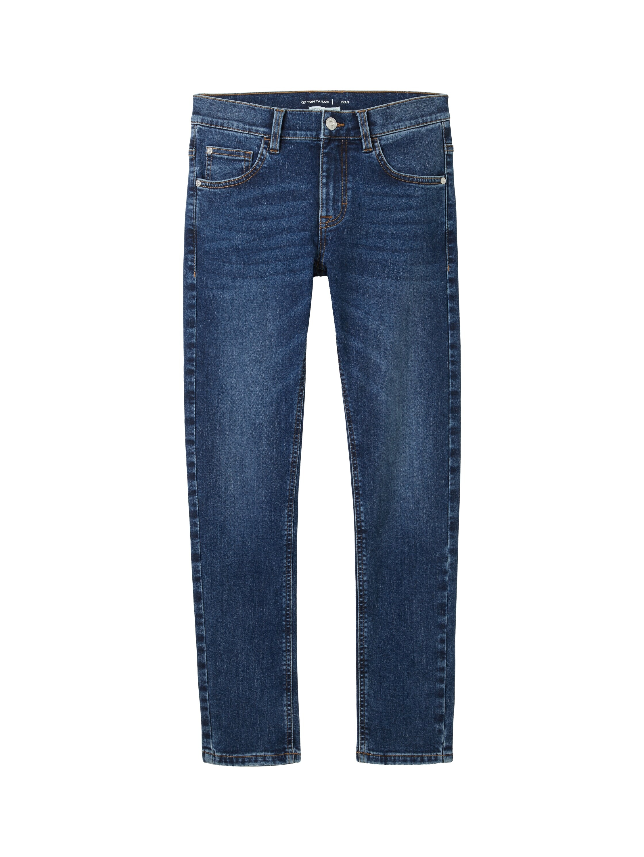 5-Pocket-Jeans TOM TAILOR, Jungen, Gr. 140, N-Gr, blau (stone blau denim), Denim/Jeans, Obermaterial: 90% Baumwolle, 8% Elastomultiester, 2% Elasthan, unifarben, slim fit lang, Jeans 5-Pocket-Jeans, mit Stretch und in slim fit Passform