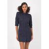 Jerseykleid FRESHLIONS "Neria", Damen, Gr. L, EURO-Größen, blau, 100% Polyester, Batikmuster, casual, kurz, ohne Ausschnitt, Kurzarm, Kleider, im klassischen Design