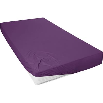 Spannbettlaken PRIMERA "Mako-Feinjersey Spannbetttuch", lila (violett), B:90-100cm L:200cm, Mako-Jersey, Obermaterial: 100% Baumwolle, Laken, Geeignet für Standardmatratzen bis 22 cm, 100% Baumwolle Image