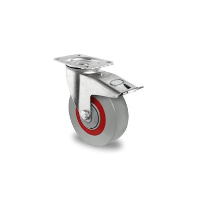 Lenkrolle, ø 125 mm mit Feststeller, innen PA grau mit Elastikring, außen PA grau Image
