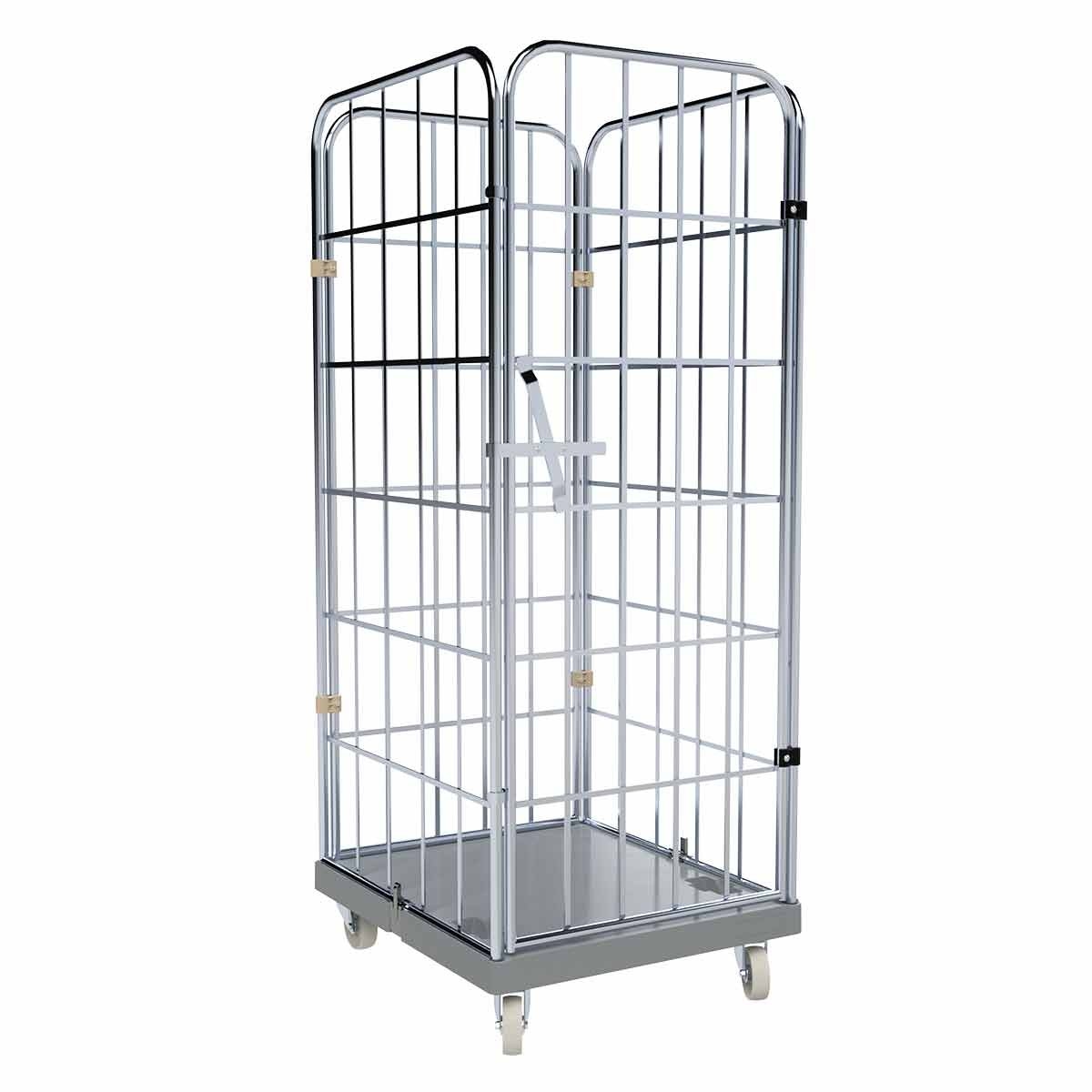 Rollbehälter 1650 KU grau, 724 x 815 mm, 4-seitig, 1 Vorderwand, Cr 3, Ladefläche geschlossen Image