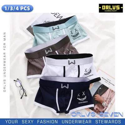 1/3/4 Pcs Herren Unterwäsche Baumwolle Männer Boxer Höschen U-konvexen Mann Atmungsaktive Unterhose Sexy Komfort Männliche junge Lächelndes Gesicht Boxer Image