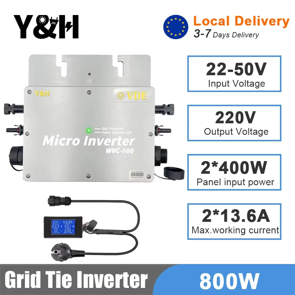 Y & H 800W onduleur de liaison au réseau solaire avec Micro onduleur LCD MPPT DC30-42V entrée PV sortie AC180-260V IP65 étanche