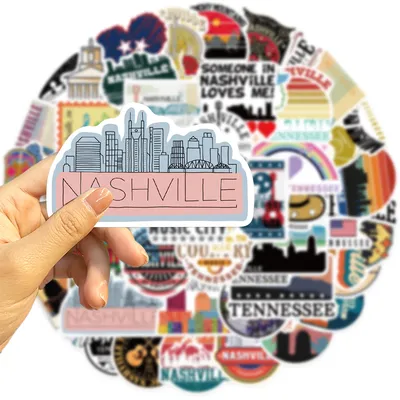 50 Stück Nashville Tennessee Scrapbook-Aufkleber, DIY-Tagebuch, Laptop, Gepäck, Skateboard, Image