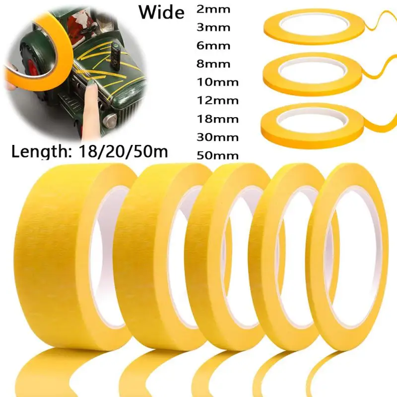 1 Rolle 18–50 m Modell-Abdeckband, DIY, gelbes Abdeckband, Breite 2/3/6/8/10/12/18/30/50 mm Image